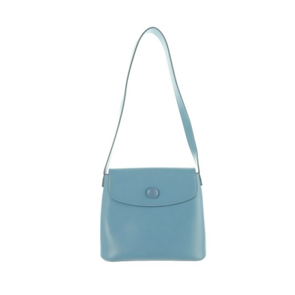 Solid Color Flap Shoulder Bag(Blue)