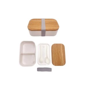 Wood Grain Design Bento Box(White，900mL)