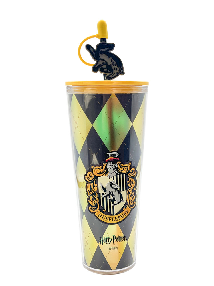 Vaso de plástico de doble pared con pajita de Harry Potter (800 ml) (amarillo)