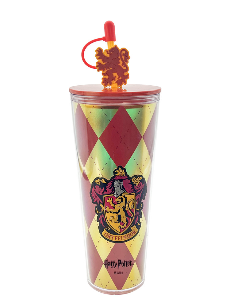 Vaso de plástico de doble pared con pajita de Harry Potter (800 ml) (rojo)