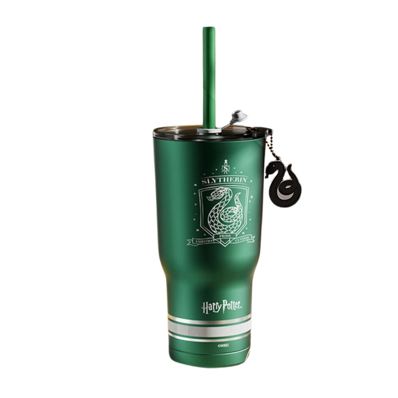 Vaso de acero con dije y pajita de Harry Potter (580 ml, verde)