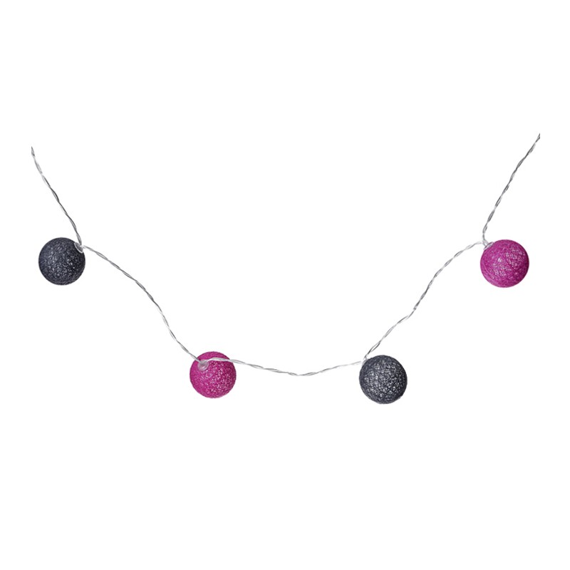 Cotton Ball String Lights (8 Bulbs, 1.35m)(Purple & Gray)