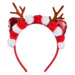 Christmas Antlers Headband with Pompon(A)