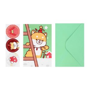 Mini Family Series 6 Greeting Cards with Stickers(Shiba Inu)
