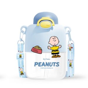 Snoopy Colorful Life Collection Plastic Bottle with Shoulder Strap and Auto Flip Lid (550mL)(Blue)