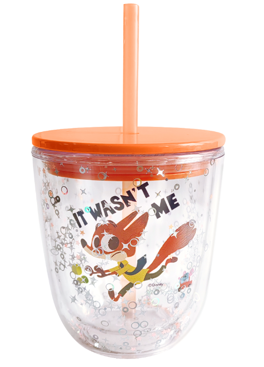 Disney Zootopia Collection Double-Wall Straw Glitter  Plastic Bottle 435mL(Nick)