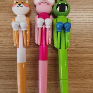 School Season Series Boxing Animals 1.0mm Funny Ballpoint Pen - Black ink. 3 Assorted Designs