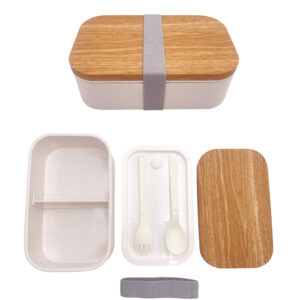 Wood Grain Design Bento Box(White，900mL)