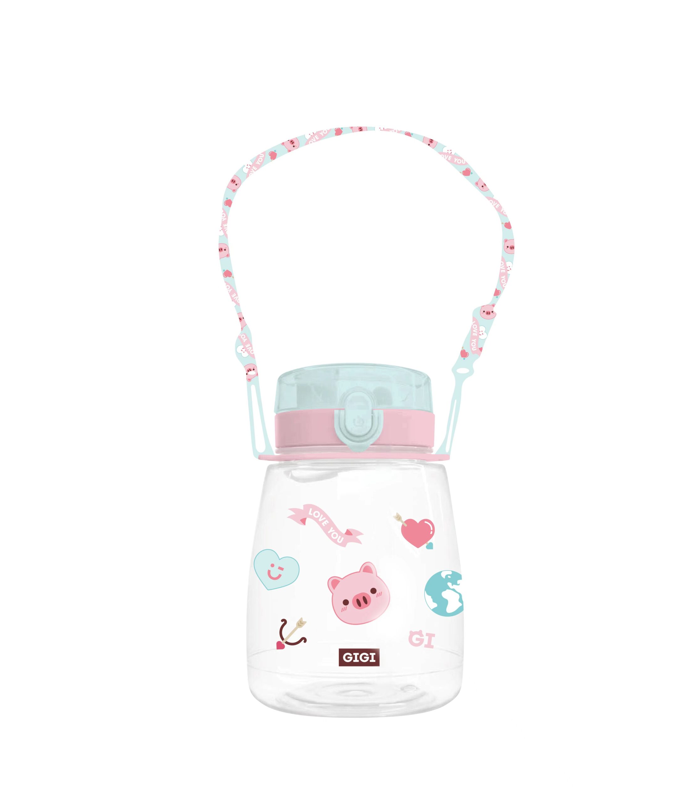 GIGI Pig Series Large Capacity Plastic Water Bottle with Stickers (1300mL)
