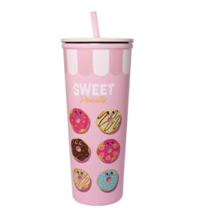 Happy Foods Collection Donut Stainless Steel Tumbler with Straw (800mL)