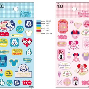 Disney 100 Smile Faces Collection Gold-Stamping Stickers (2 Sheets)