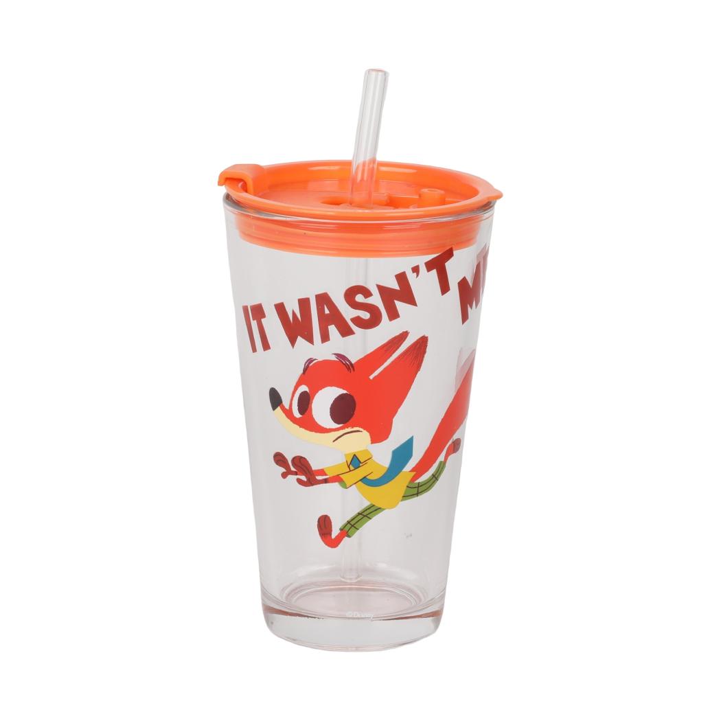 Disney Zootopia Collection Glass Cup with Straw 430mL(Nick)