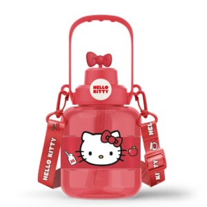 Hello Kitty Classic Style Plastic Bottle with Handle & Straw 1100mL
