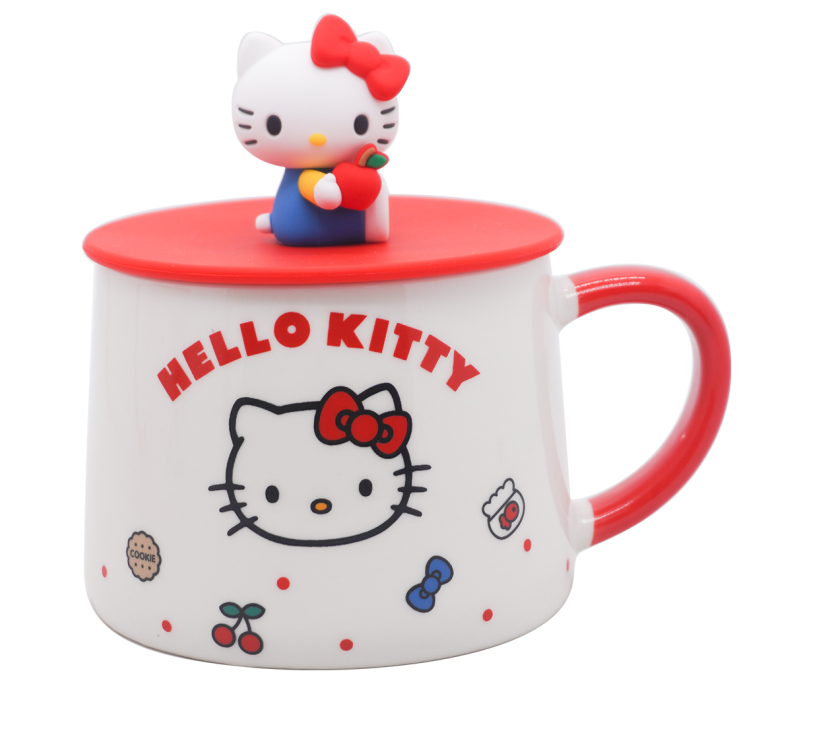Hello Kitty Classic Style Ceramic Mug with Lid & Decoration 350mL