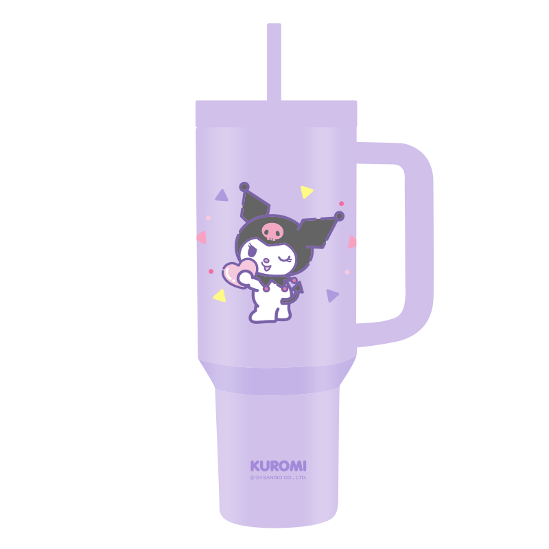 Kuromi Double Wall Steel Tumbler with Straw 1200mL
